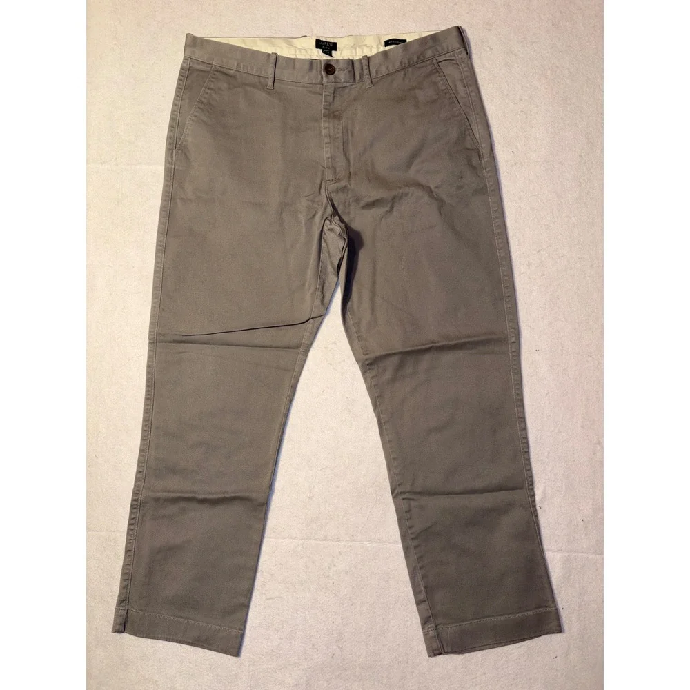 J Crew Flex Straight Fit Chino Pants Gray Mens W36 L30‎ Cotton Blend